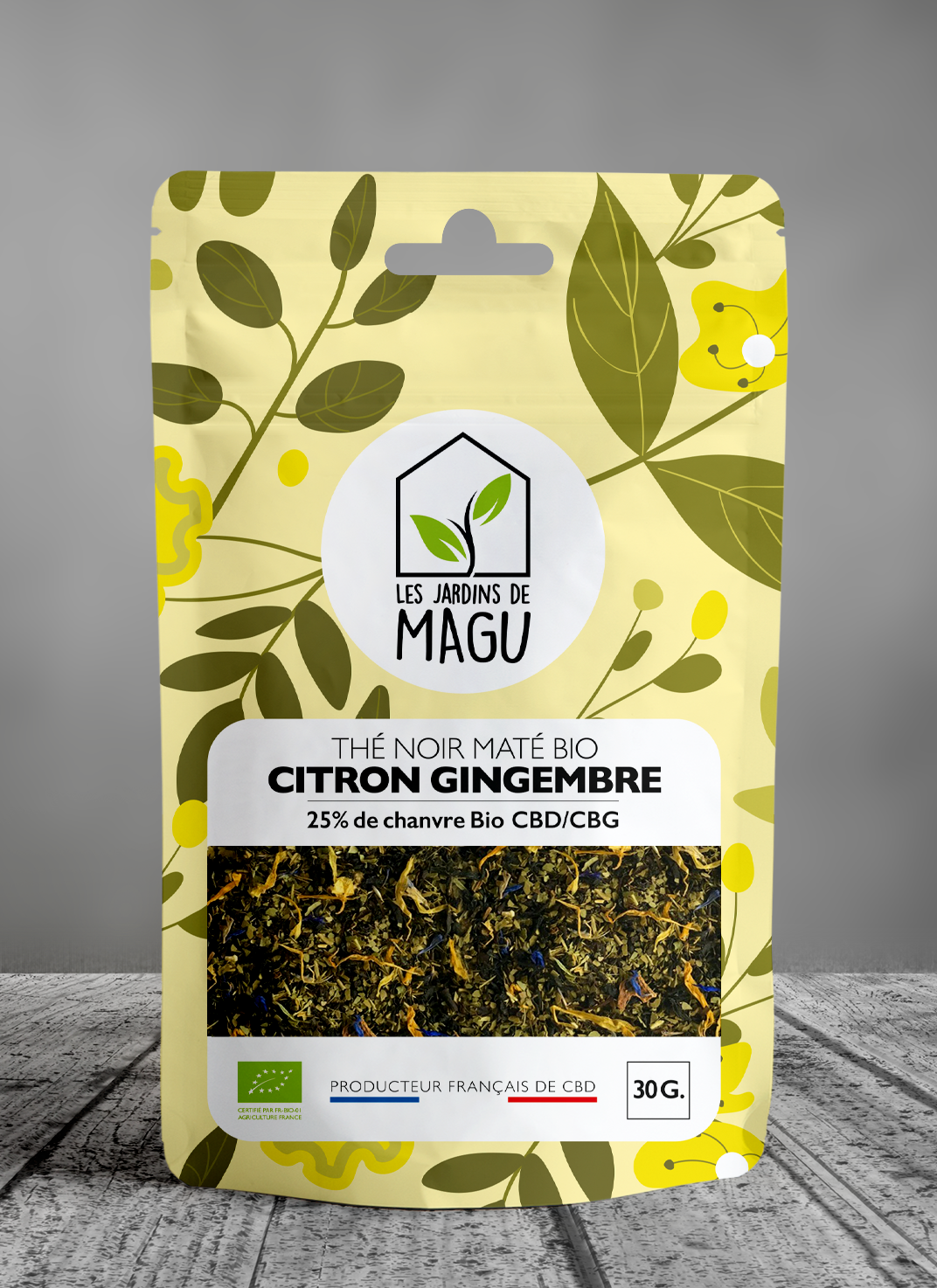 Thé Noir Maté Citron Gingembre Bio 30g - 25% de Chanvre Bio